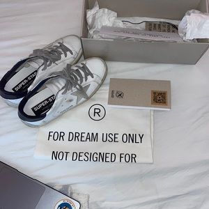 Authentic Golden Goose Low Top Superstar Sneaker with Navy Tab